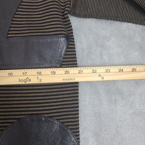 Pom Pom Frank Owen Vintage Sweater Wool Leather Batwing Sleeve Brown‎ Black Sz S - Picture 4 of 15